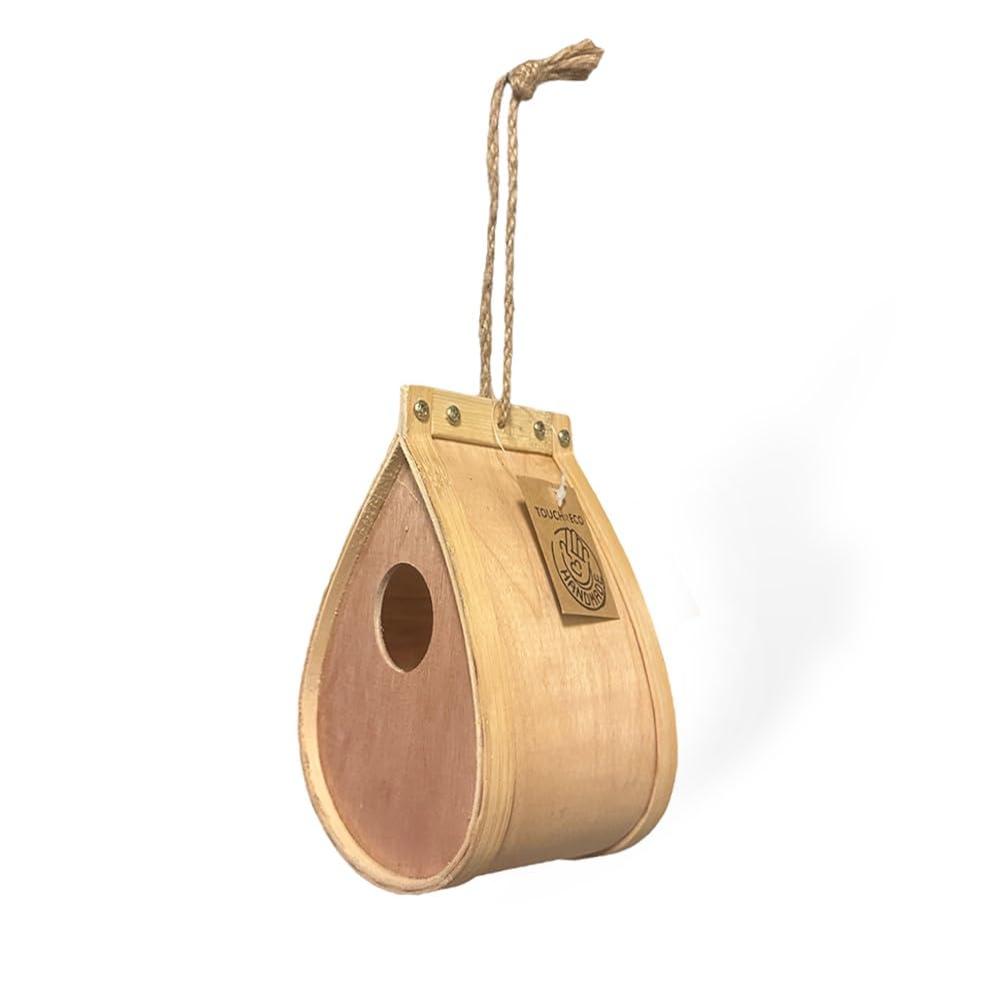 Pollinating Palace Wooden Bird House – Natural Hanging Birdhouse for Garden & Yard