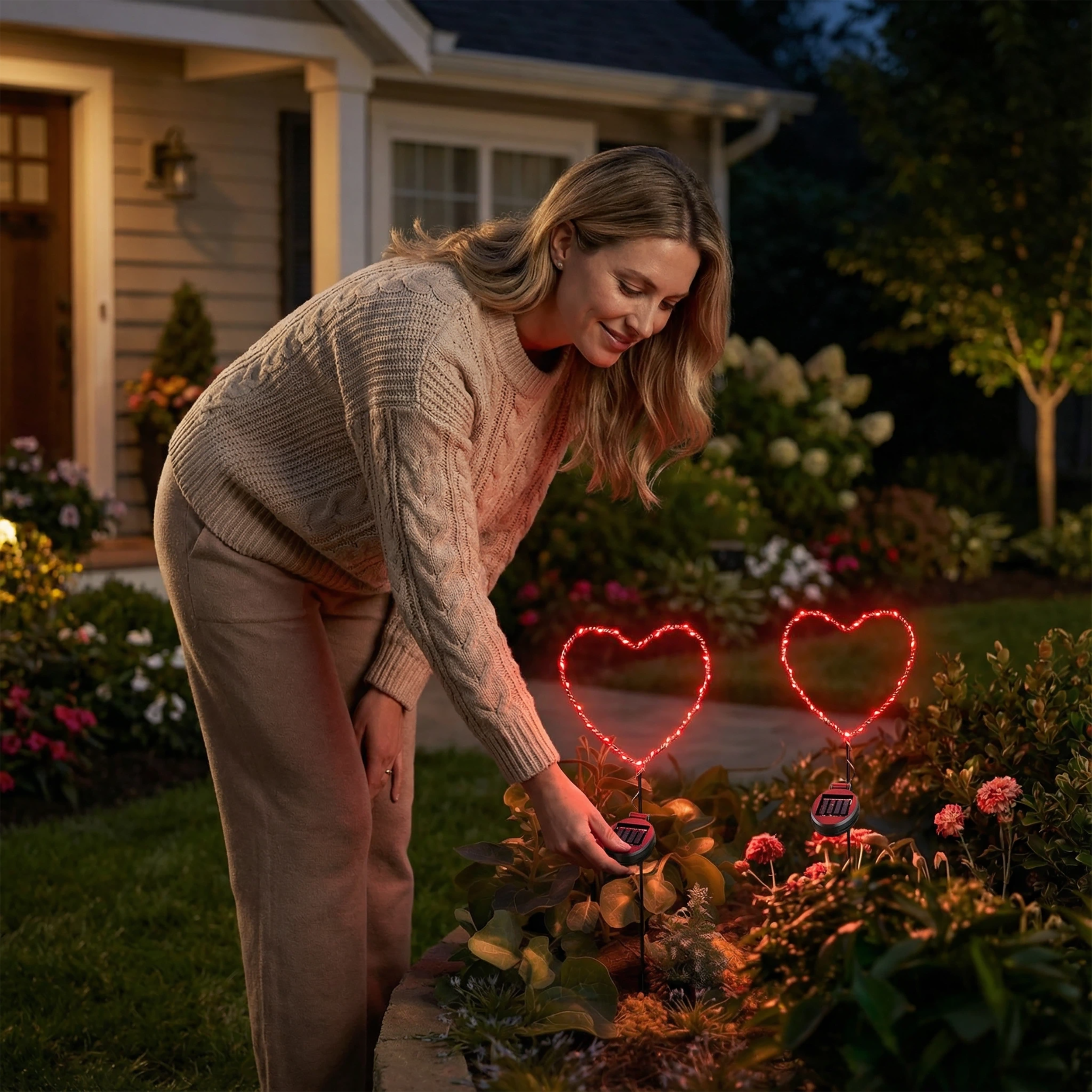 SunStake ❤️ Heart-Shaped Metal Frame Solar LED Garden Lights (Set of 2)