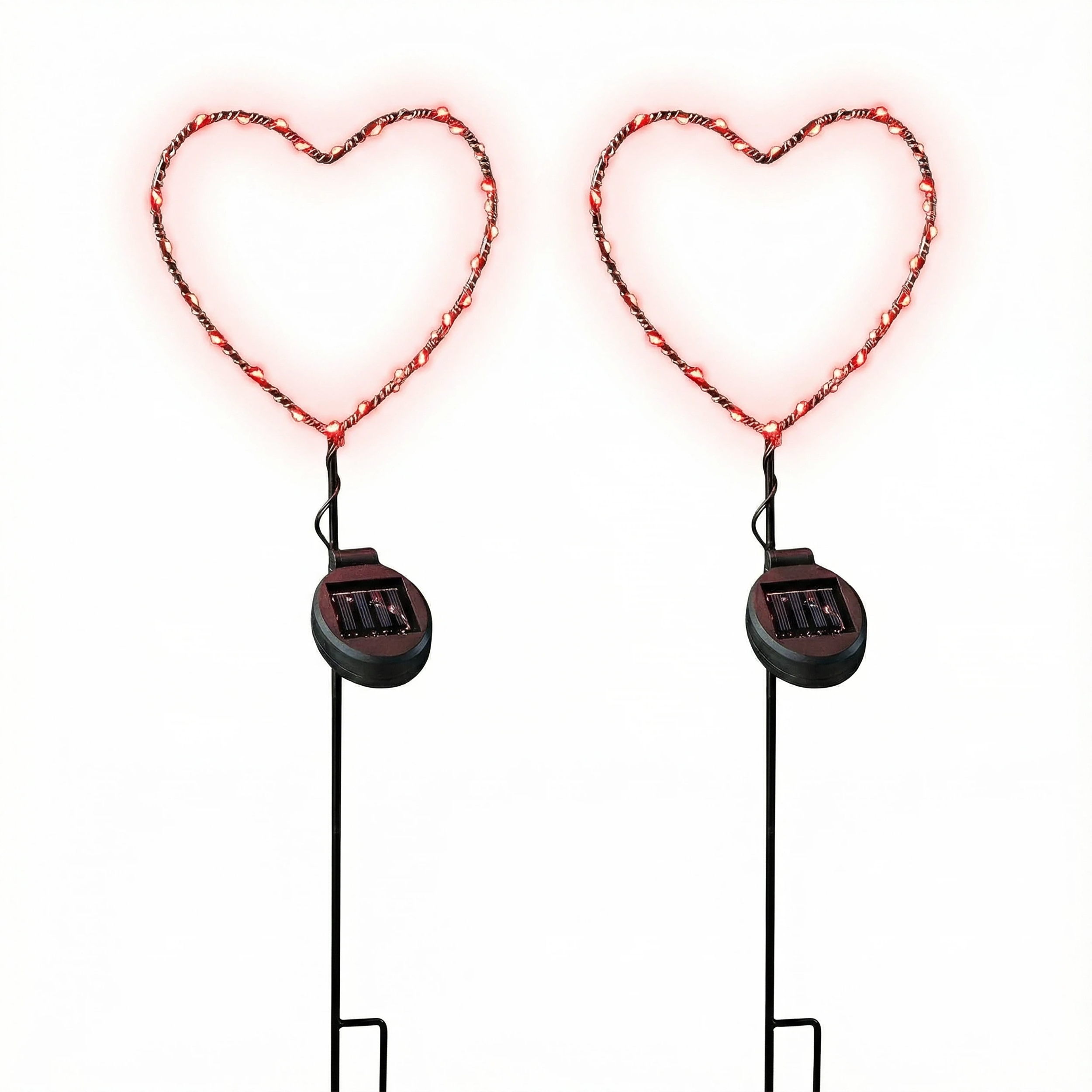 SunStake ❤️ Heart-Shaped Metal Frame Solar LED Garden Lights (Set of 2)