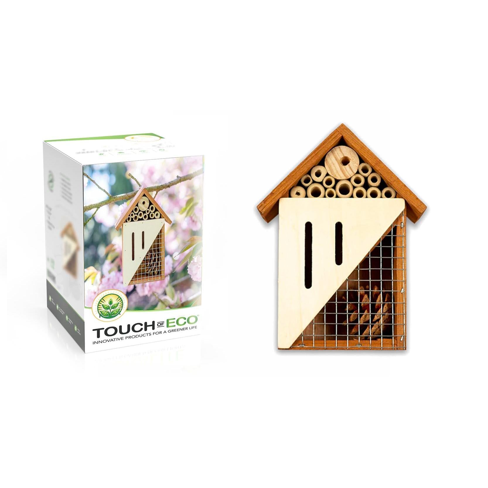 Bug Bungalow Bee, Bird, Ladybugs & Butterfly - Hanging Wooden Bird House,Outdoor Birdhouse for Hummingbirds, Bluebirds and Finch Cardinals, Songbirds, Birdhouse Nesting House for Wild Bird Watching