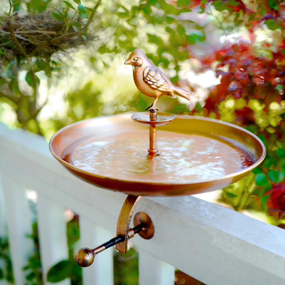 Bird Bath and Butterfly Oasis – Pollinator Fountain with Stake & Railing Mount – Great Gift for Bird Watchers & Gardeners